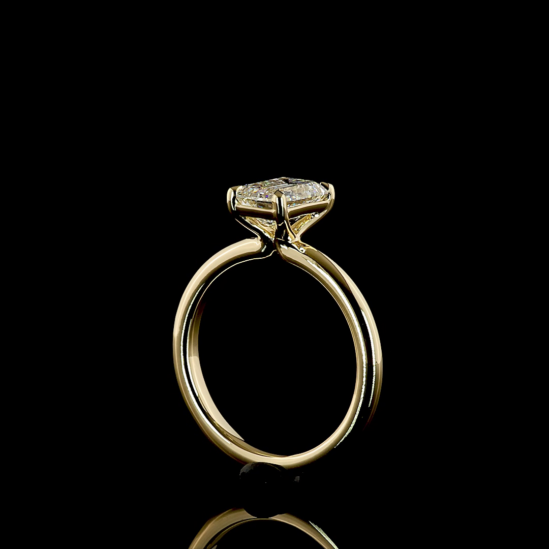 1.53 CT Emerald Lab-Grown Diamond Solitaire Ring in 14K yellow gold - view 3 — Laura Milman New York