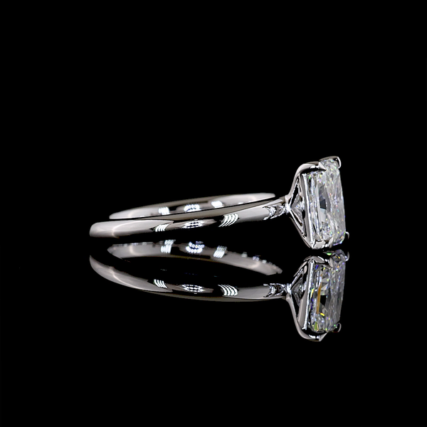 Lab-Grown Radiant Diamond Solitaire Ring — Prong, North South — 1.55 ct 14K WHITE GOLD