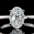 Lab-Grown Oval Diamond Solitaire Ring — Prong, North South view 2