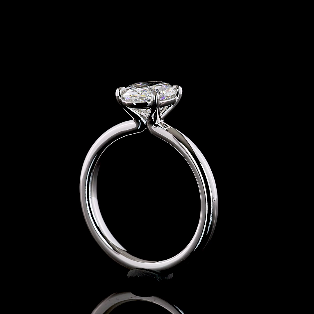 Lab-Grown Oval Diamond Solitaire Ring — Prong, North South — 1.53 ct 14K WHITE GOLD — Laura Milman New York