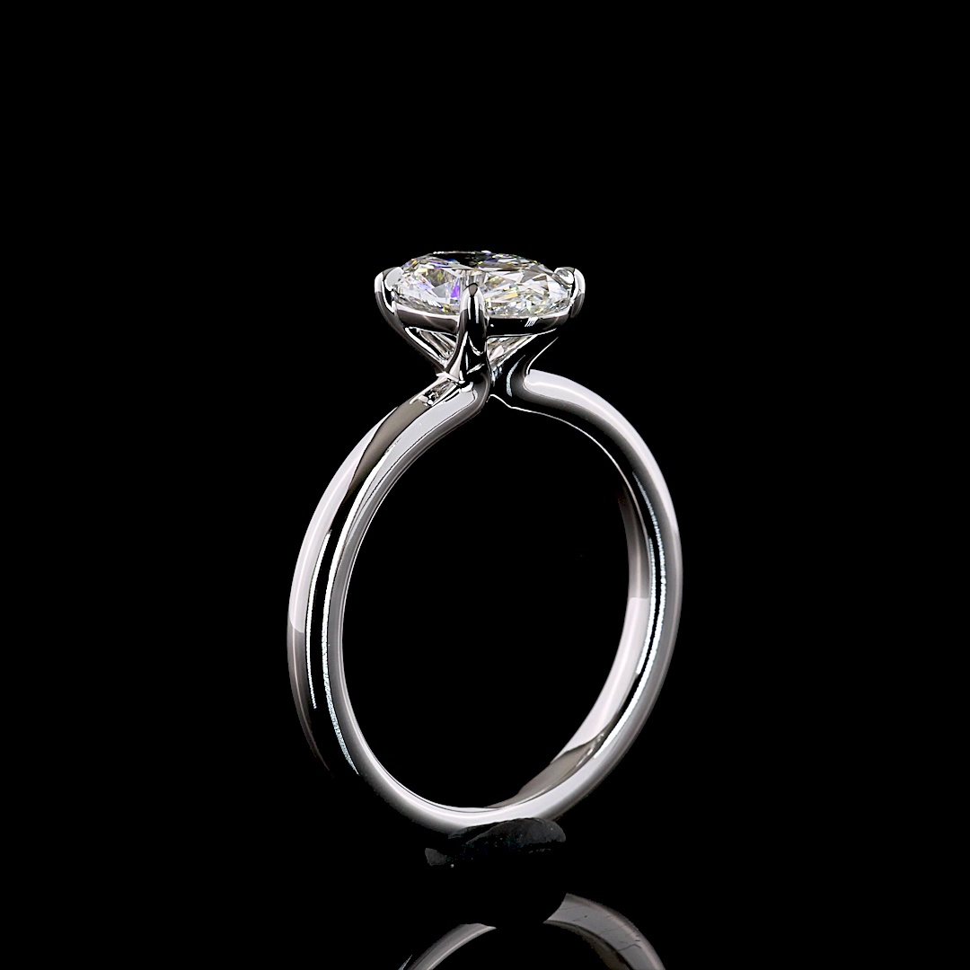Lab-Grown Oval Diamond Solitaire Ring — Prong, North South — 1.53 ct 14K WHITE GOLD — Laura Milman New York