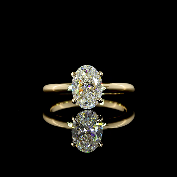 1.52 CT Oval Lab-Grown Diamond Solitaire Ring in 14K yellow gold