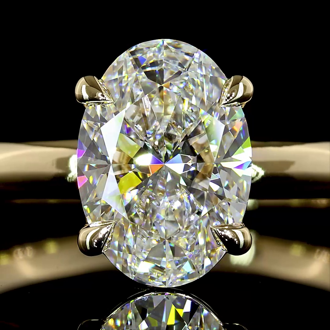 1.52 CT Oval Lab-Grown Diamond Solitaire Ring in 14K yellow gold - view 2 — Laura Milman New York