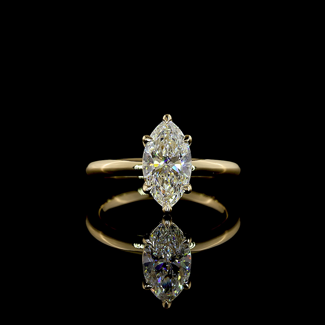 1.59 CT Marquise Lab-Grown Diamond Solitaire Ring in 14K yellow gold — Laura Milman New York