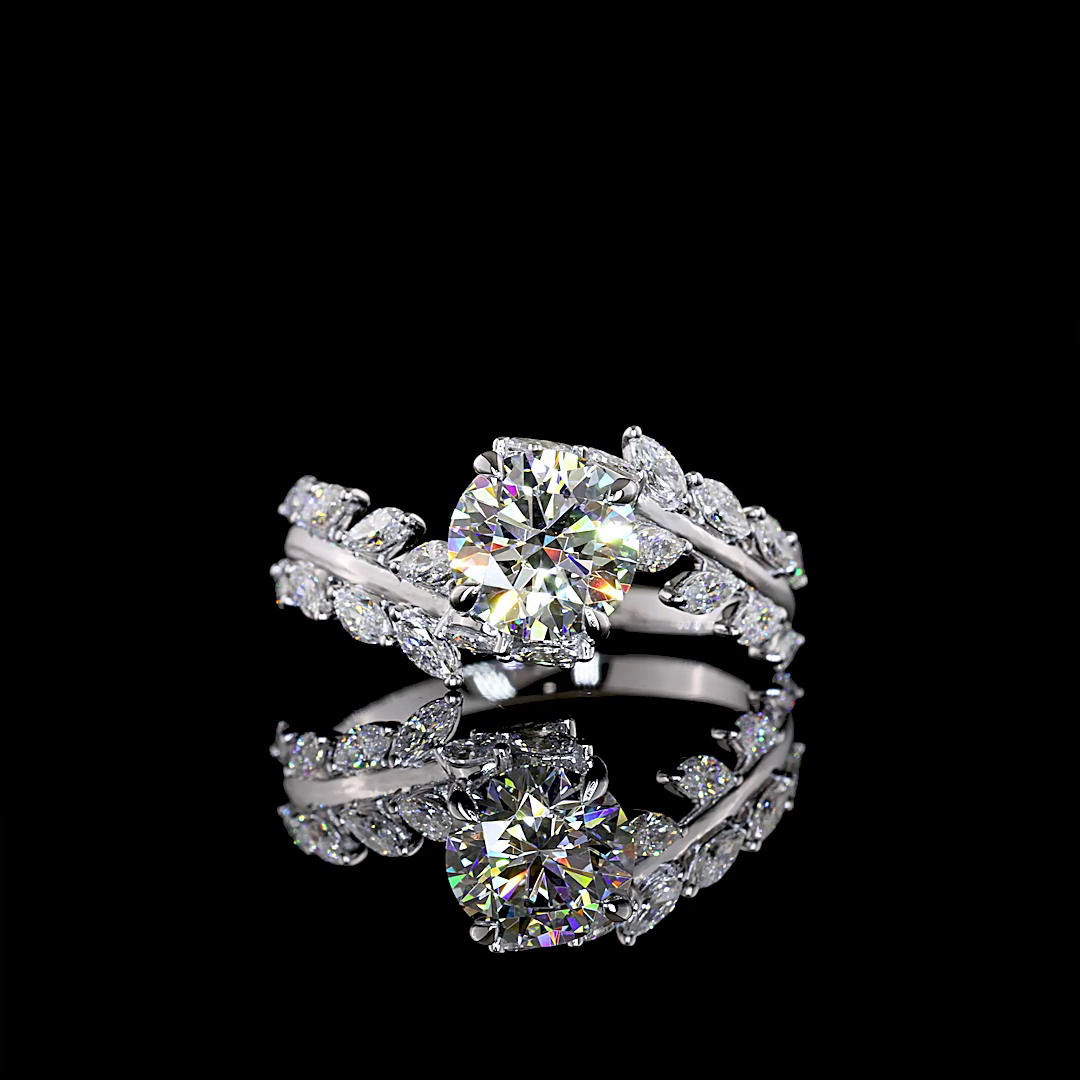 Lab-Grown Round and Marquise Diamond Fashion Ring in 14K White Gold — 1.52 ct — Laura Milman New York