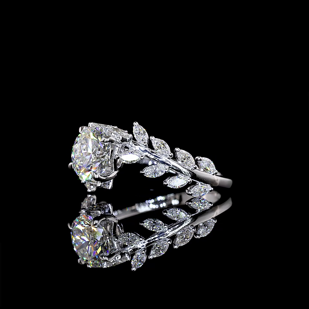 Lab-Grown Round and Marquise Diamond Fashion Ring in 14K White Gold — 1.52 ct — Laura Milman New York