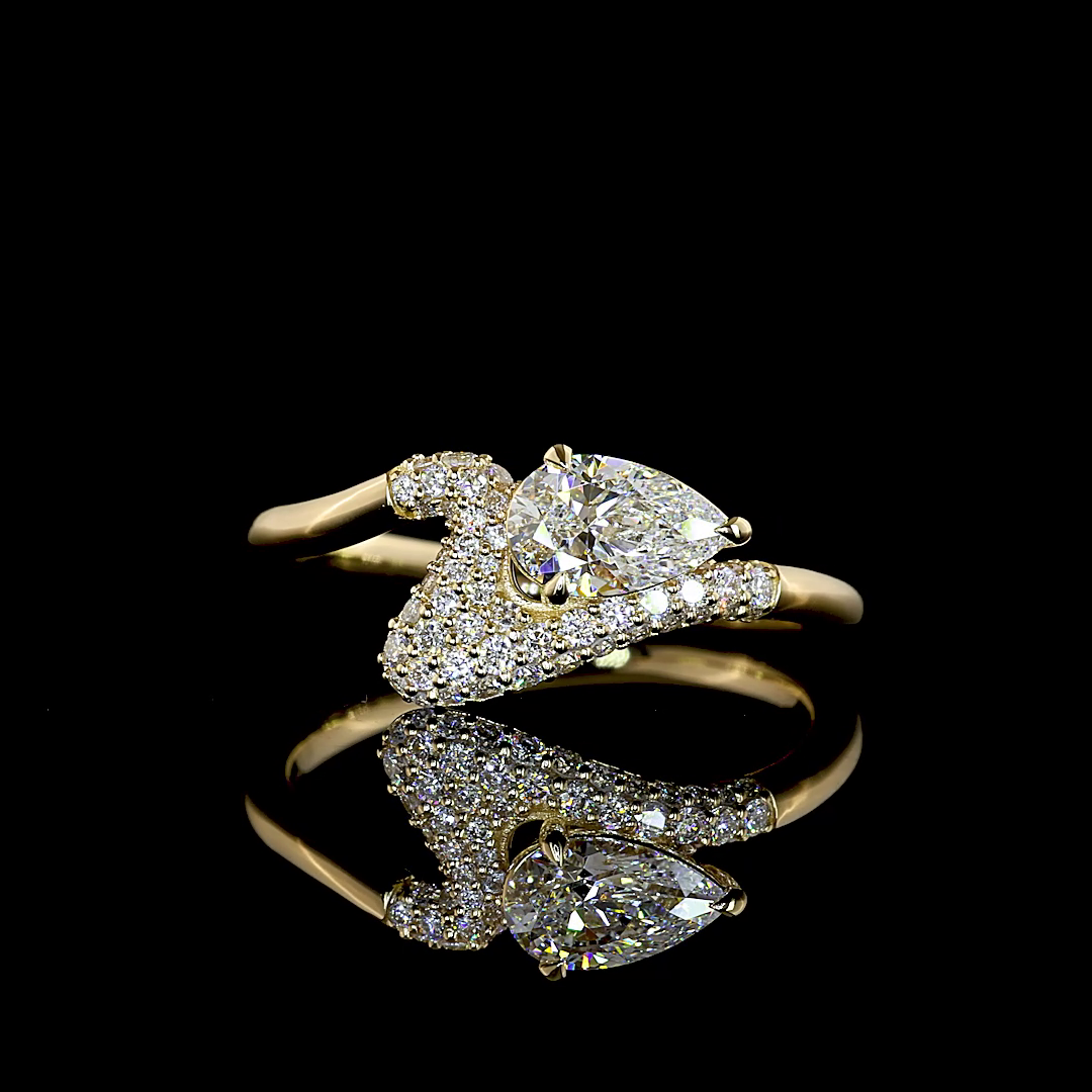 Lab-Grown Pear Diamond-Shank Engagement Ring in 14K Yellow Gold — 0.76 ct — Laura Milman New York