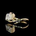Lab-Grown Radiant Diamond Solitaire Ring — Half Bezel, East West view 3