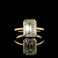 Lab-Grown Emerald Diamond Solitaire Ring — Bezel, North South view 1