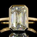Lab-Grown Emerald Diamond Solitaire Ring — Bezel, North South view 2