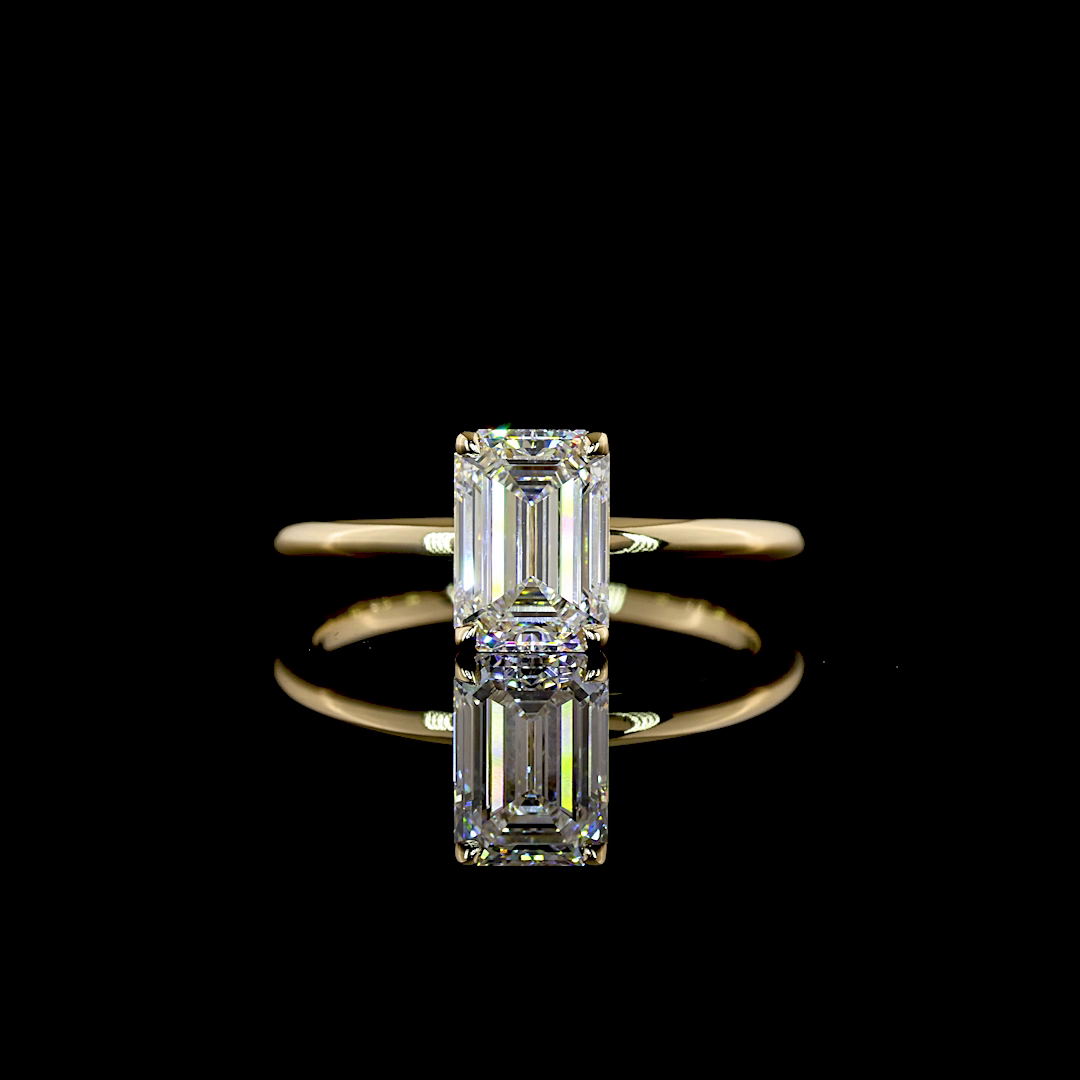 1.41 CT Emerald Lab-Grown Diamond Solitaire Ring in 14K yellow gold — Laura Milman New York