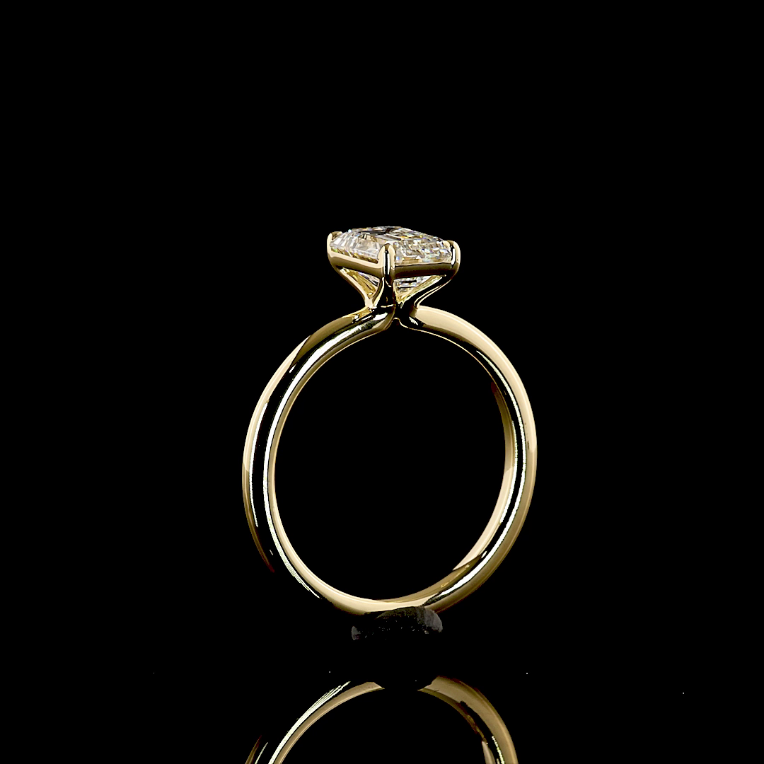 1.41 CT Emerald Lab-Grown Diamond Solitaire Ring in 14K yellow gold - view 4 — Laura Milman New York