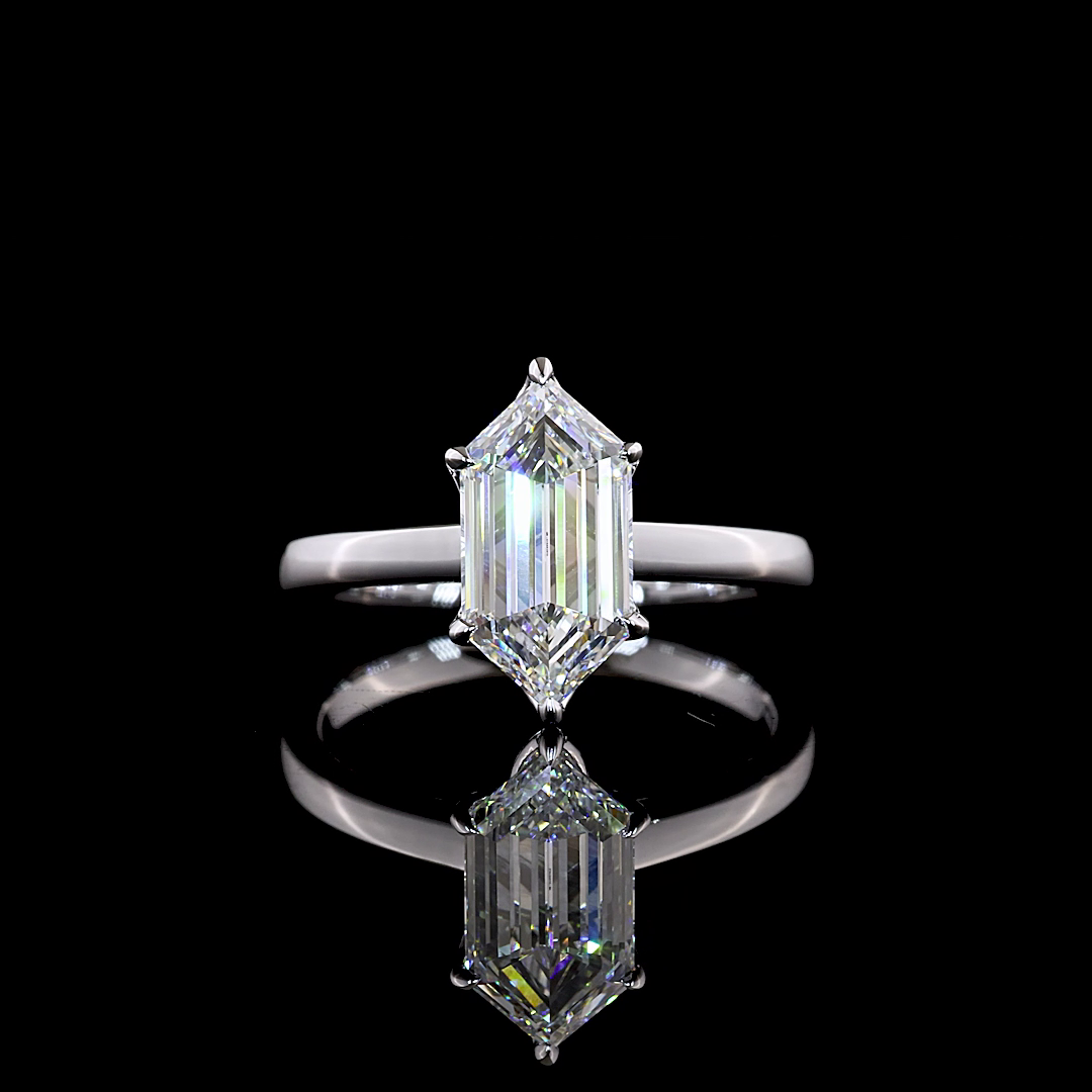 2.16 CT Step Marquise Lab-Grown Diamond Ring in 14K White Gold – product view 1 — Laura Milman New York
