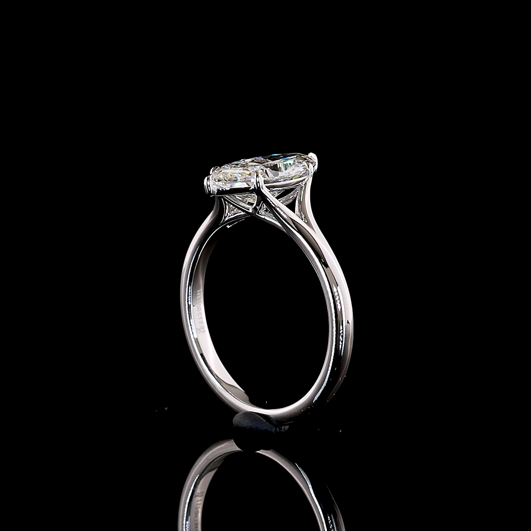 2.04 CT Marquise Lab-Grown Diamond Solitaire Ring in 14K white gold - view 3 — Laura Milman New York