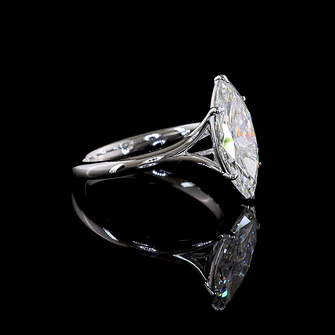 2.53 CT Marquise Lab-Grown Diamond Solitaire Ring in 14K white gold - view 3 — Laura Milman New York
