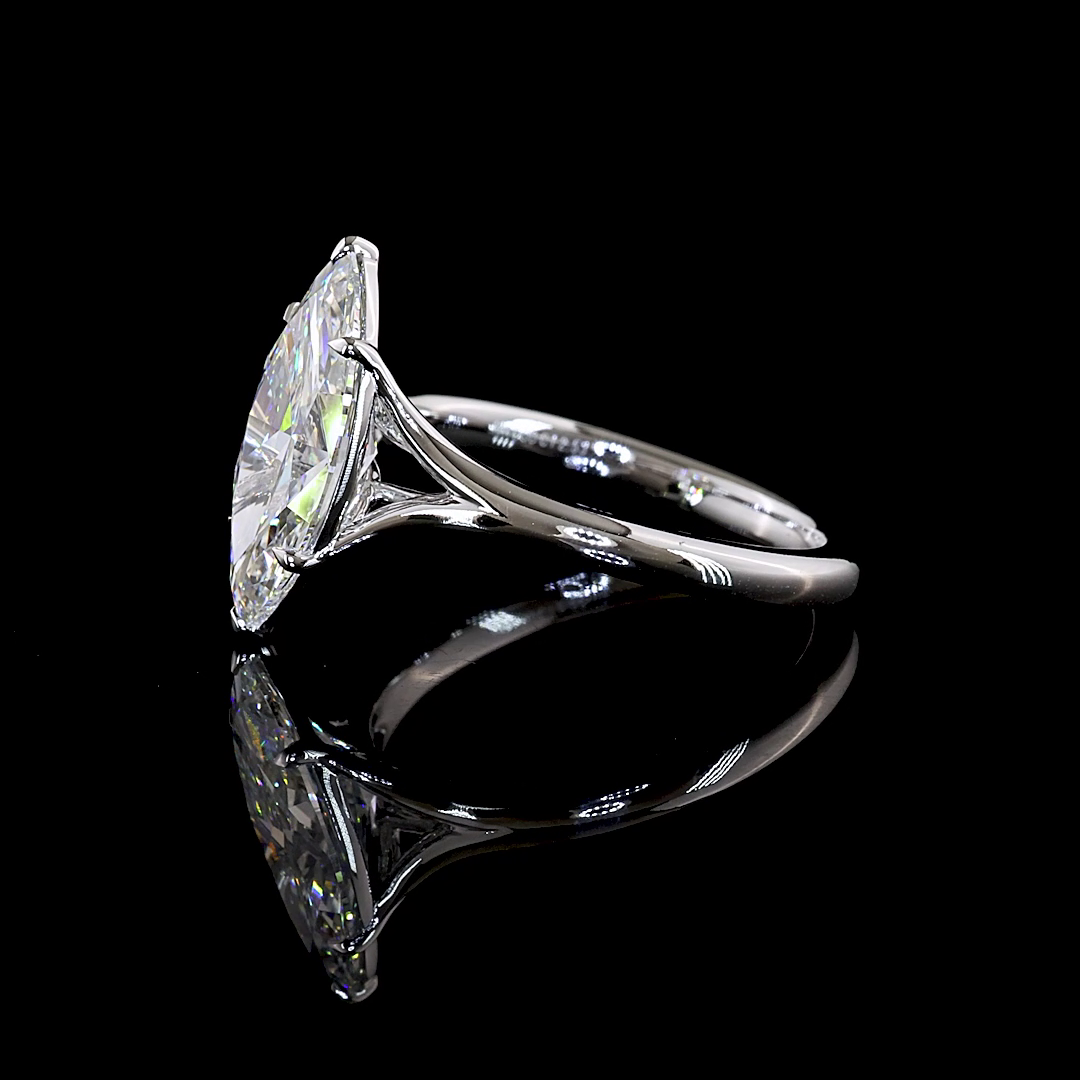 2.53 CT Marquise Lab-Grown Diamond Solitaire Ring in 14K white gold - view 4 — Laura Milman New York