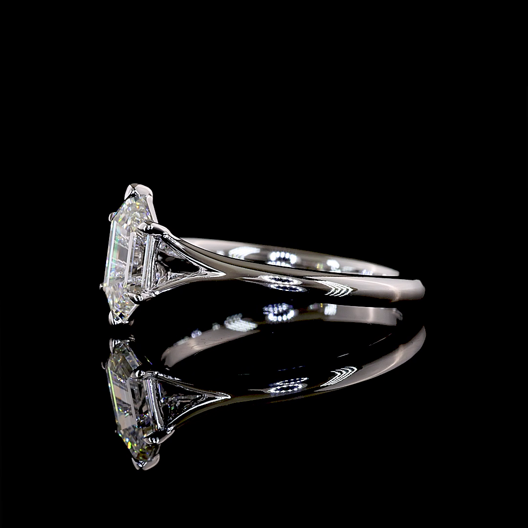 1.02 CT Step Marquise Lab-Grown Diamond Ring in 14K White Gold – product view 3 — Laura Milman New York