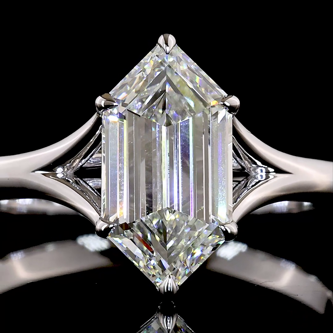 1.64 CT Step Marquise Lab-Grown Diamond Ring in 14K White Gold – product view 2 — Laura Milman New York
