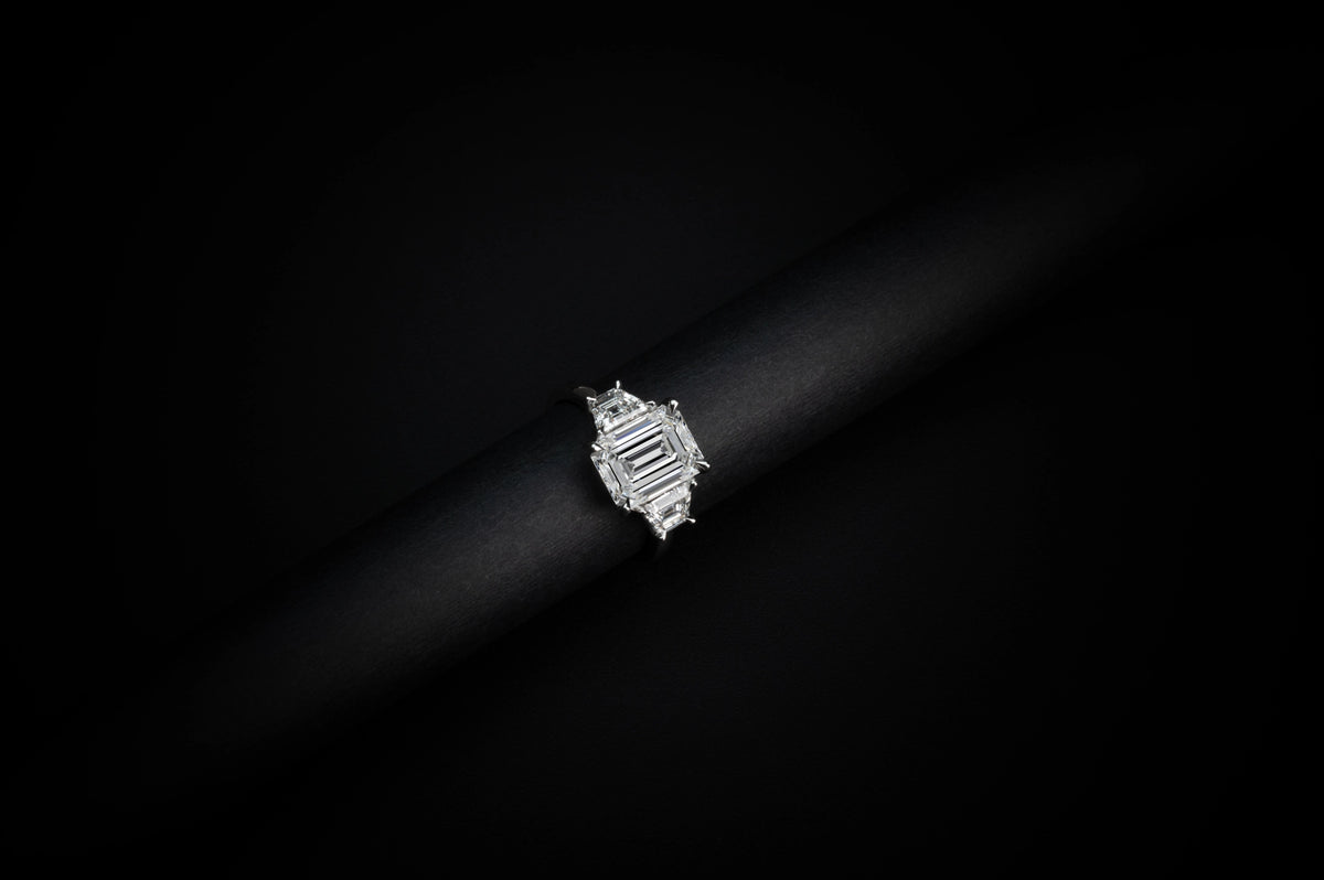 Lab-Grown Oval Diamond 3 Stones Ring — Prong, North South — 1.43 ct 14K WHITE GOLD — Laura Milman New York