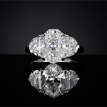 Lab-Grown Oval Diamond 3 Stones Ring — Prong, North South view 1