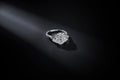 Oval Half-Moon Three-Stone Setting in 14K or 18K White Gold view 4