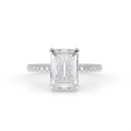 Lab-Grown Emerald Hidden-Halo Engagement Ring in 14K or 18K White Gold — 1.69 ct view 1
