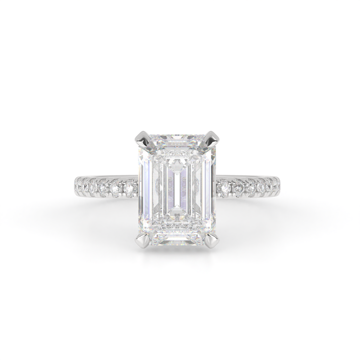 Lab-Grown Emerald Hidden-Halo Engagement Ring in 14K White Gold — 1.69 ct — Laura Milman New York