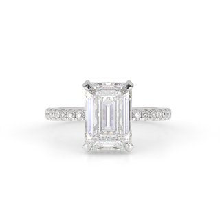 Lab-Grown Emerald Hidden-Halo Engagement Ring in 14K White Gold — 1.69 ct