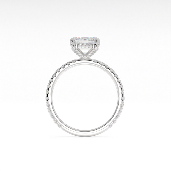 Lab-Grown Emerald Hidden-Halo Engagement Ring in 14K White Gold — 1.69 ct