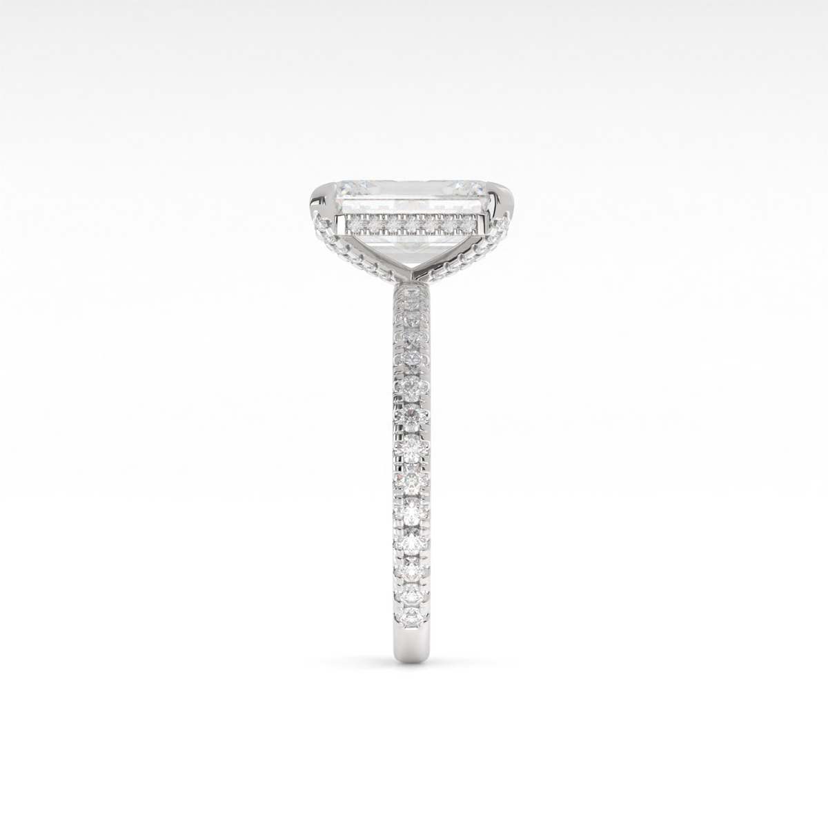 Lab-Grown Emerald Hidden-Halo Engagement Ring in 14K White Gold — 1.69 ct — Laura Milman New York