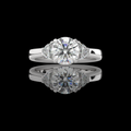 Lab-Grown Round Diamond 3 Stones Ring — Prong view 5