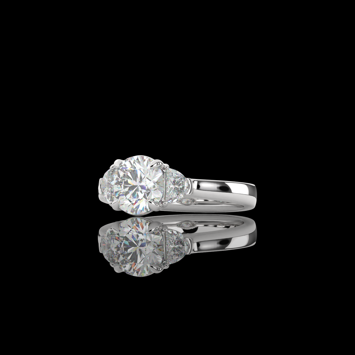 Lab-Grown Round Diamond 3 Stones Ring — Prong — 2.63 ct 14K WHITE GOLD — Laura Milman New York