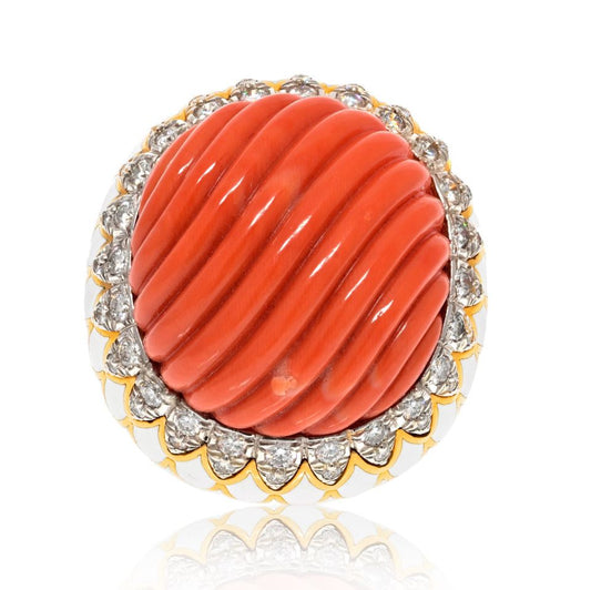David Webb Estate Ring 18K Yellow Gold and Platinum
