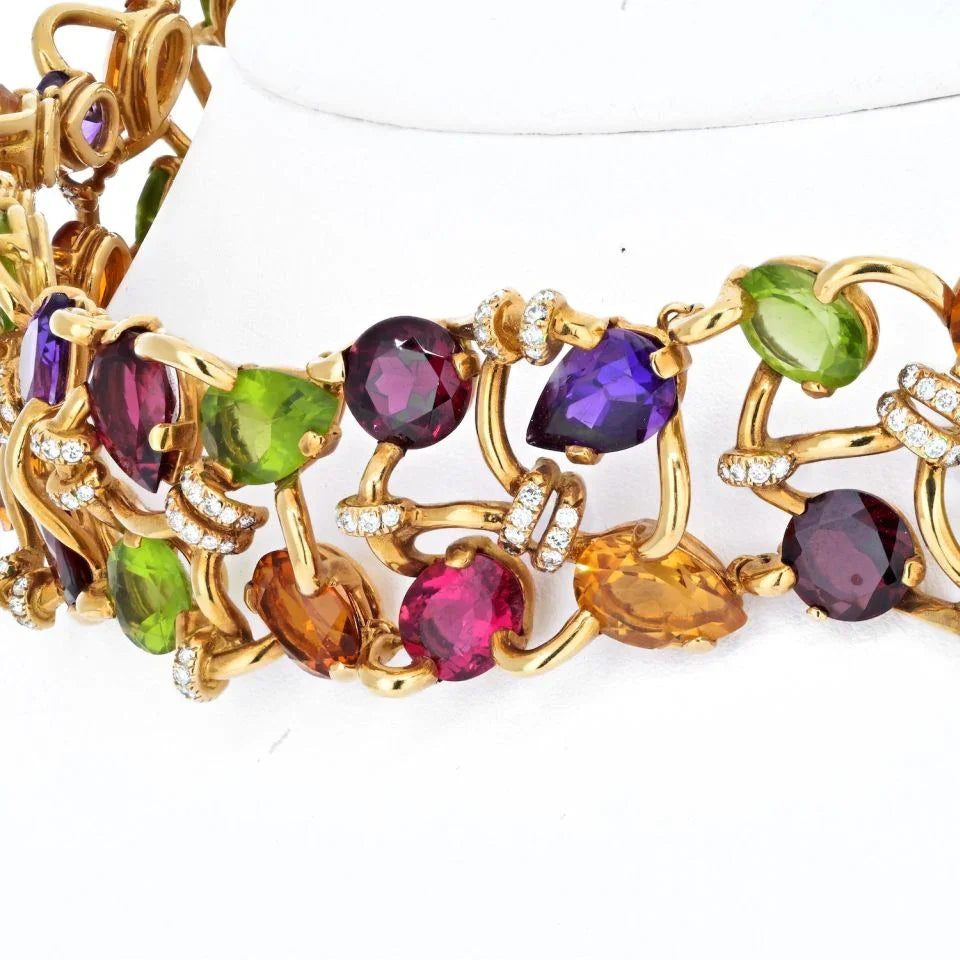 Chanel 18K Yellow Gold Multicolor Gemstone And Diamond Collar Necklace — view 5 — Laura Milman New York