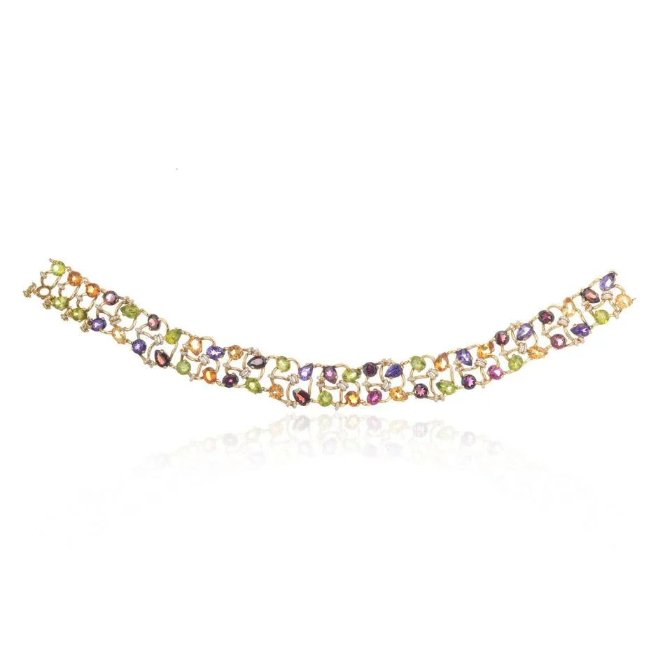 Chanel 18K Yellow Gold Multicolor Gemstone And Diamond Collar Necklace — Laura Milman New York