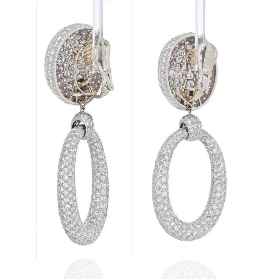 David Webb Bombe Platinum 56.84 Carats Hanging Door Knocker Earrings — view 3 — Laura Milman New York