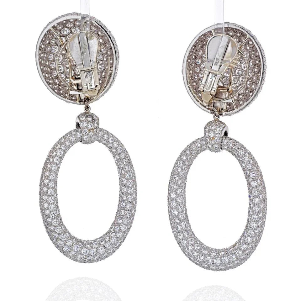 David Webb Bombe Platinum 56.84 Carats Hanging Door Knocker Earrings — view 4 — Laura Milman New York