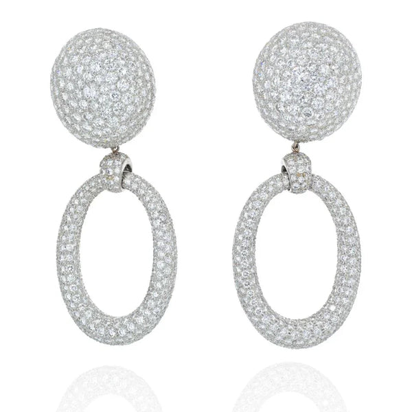 David Webb Bombe Platinum 56.84 Carats Hanging Door Knocker Earrings