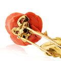 1965 Van Cleef & Arpels 18K YG Coral Rose Brooch w/ Diamond