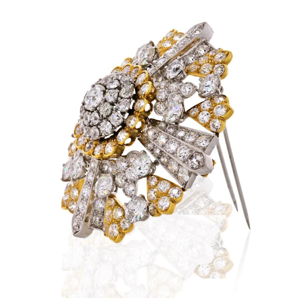 David Webb Platinum & 18K White Gold 40.00 Carat Old Cut Diamond Brooch — view 2 — Laura Milman New York