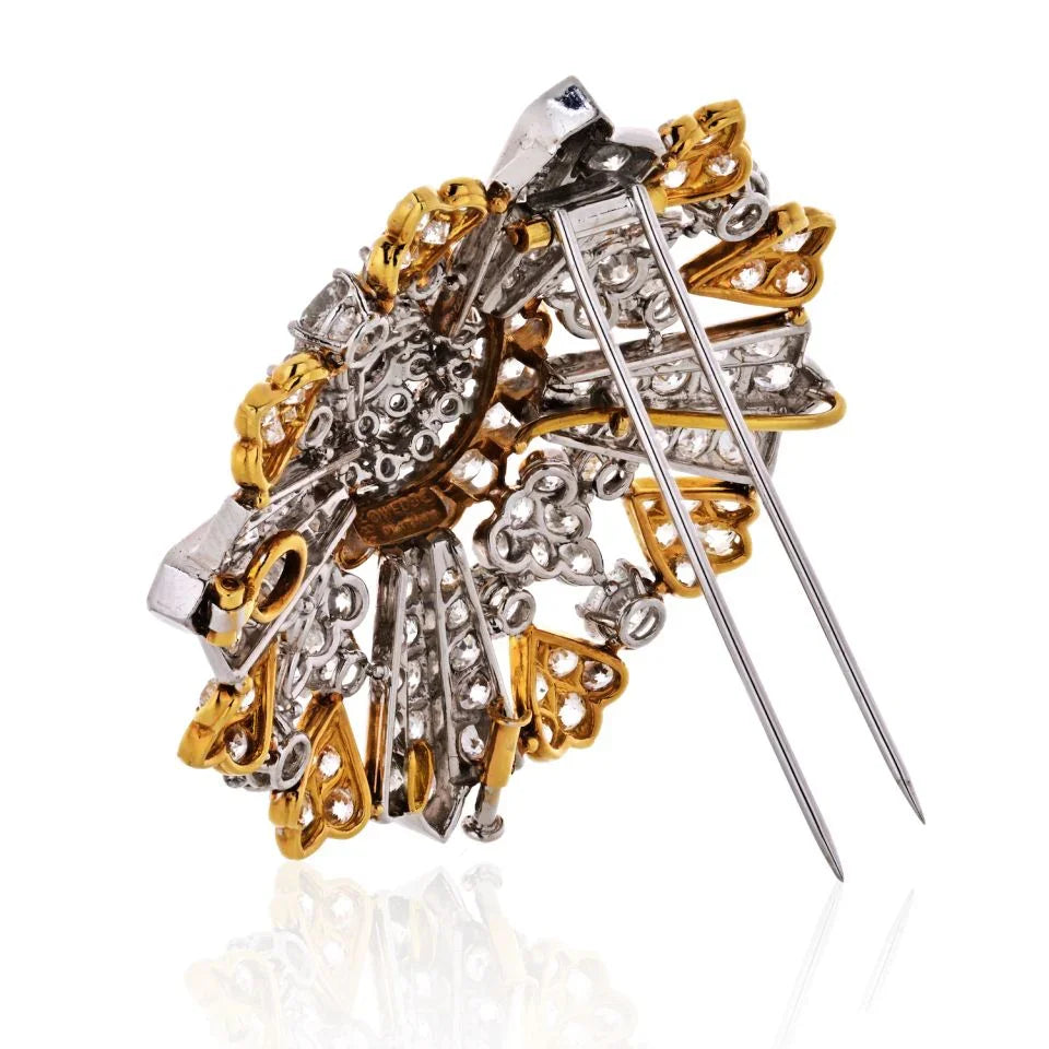 David Webb Platinum & 18K White Gold 40.00 Carat Old Cut Diamond Brooch — view 3 — Laura Milman New York