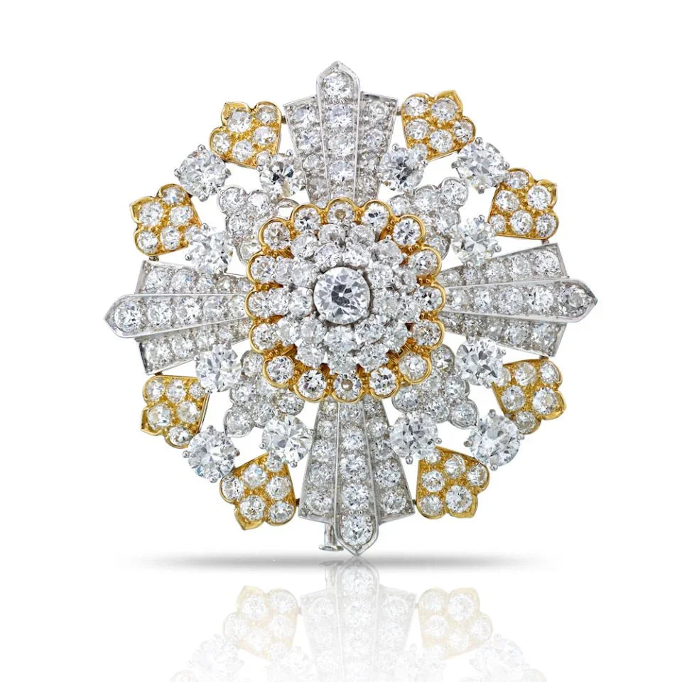 David Webb Platinum & 18K White Gold 40.00 Carat Old Cut Diamond Brooch — Laura Milman New York