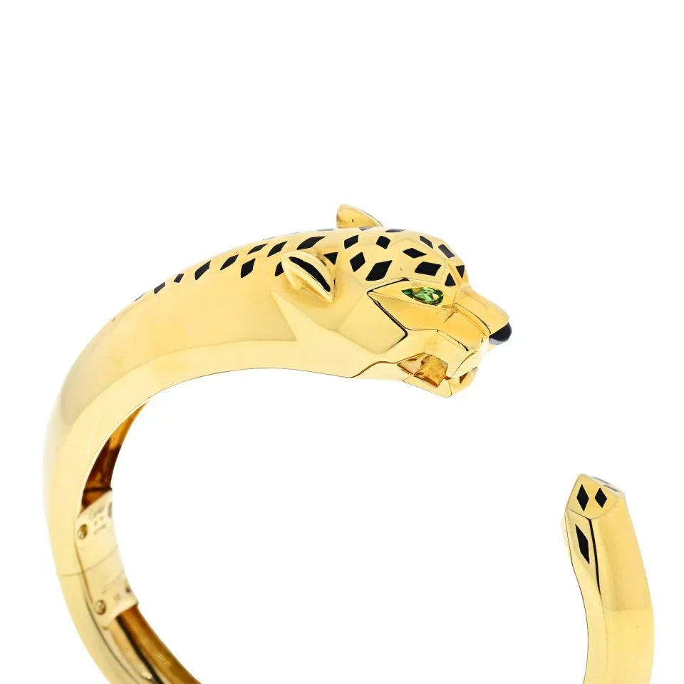 Cartier Panthere 18K Yellow Gold Hinged Cuff Bracelet — view 3 — Laura Milman New York