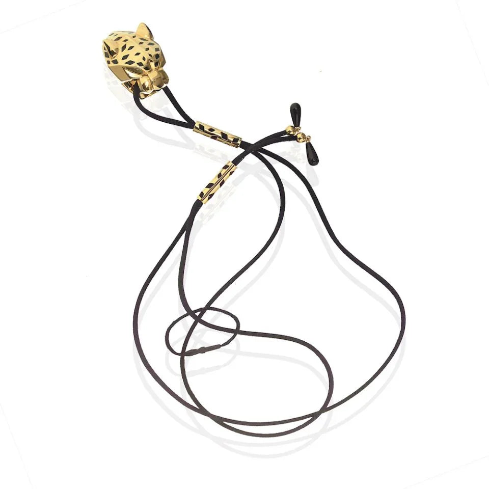 Cartier Panthere 18K Yellow Gold Lacquer Head Pendant — Laura Milman New York