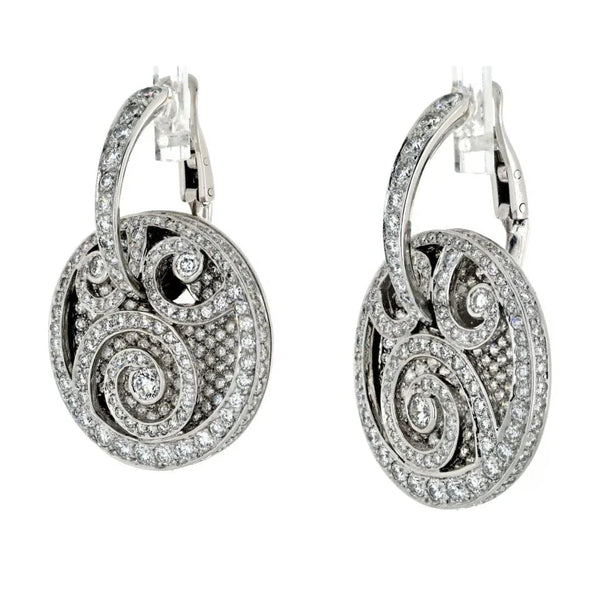 Graff 18K White Gold Medallion Shape Diamond Pave Earrings — view 2