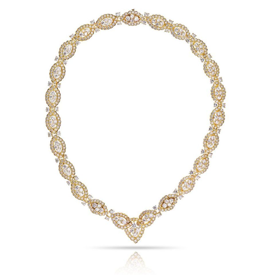 Van Cleef & Arpels Circa 1970's 18K Yellow Gold 42.00cts "ganse" Diamond Necklace — view 2 — Laura Milman New York