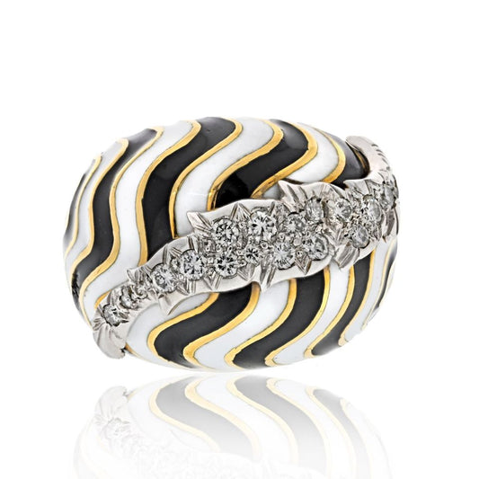 David Webb Estate Ring 18K Yellow Gold and Platinum
