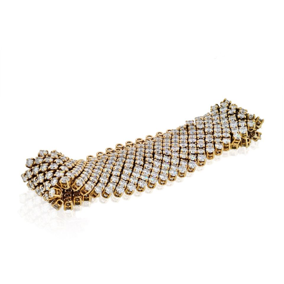 Asprey Aspery Platinum Flexible 27 Carat Round Cut Diamond Bracelet — view 3 — Laura Milman New York