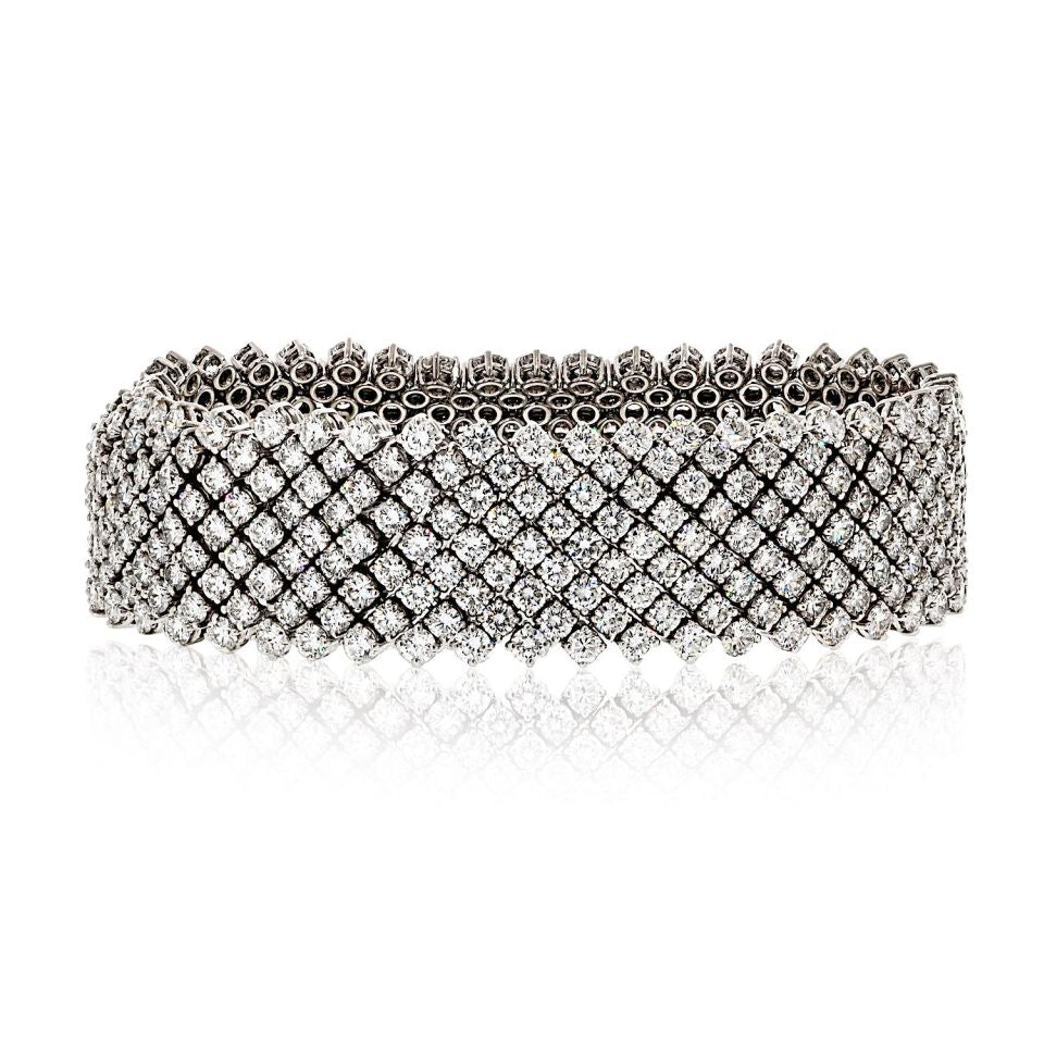 Asprey Aspery Platinum Flexible 27 Carat Round Cut Diamond Bracelet — Laura Milman New York