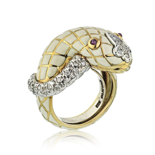 David Webb Estate Ring 18K Yellow Gold and Platinum